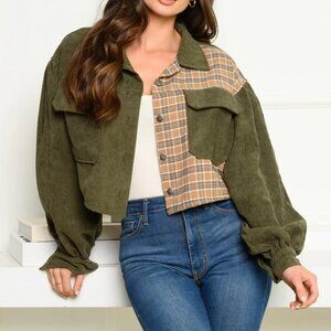 LONG SLEEVE BUTTON UP SOLID/PLAID JACKET